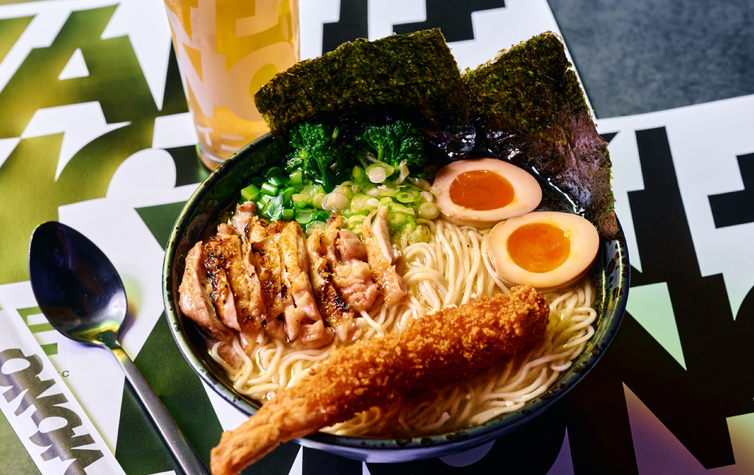 A bowl of ramen with noodles, a best cheap eats Melbourne option. 