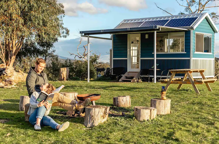 The little blue tiny house in Victoria's Yarra Valley