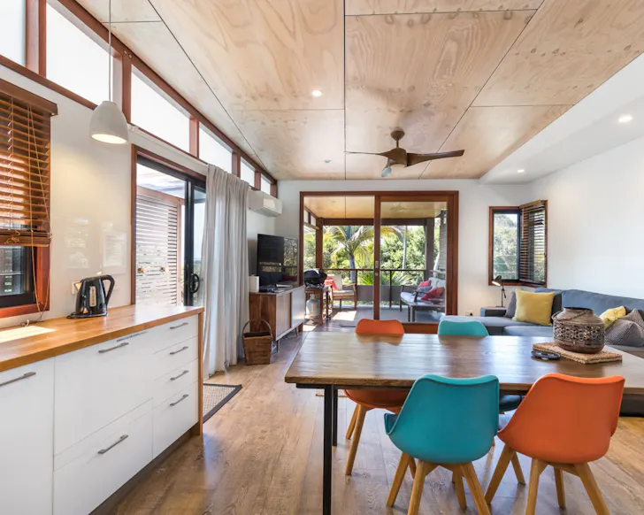 A view of the living space at Yarrong Retreat best accommodation Stradbroke Island