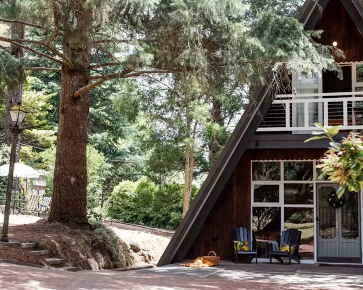 The pointy exterior of Zoli’s A-Frame Airbnb one of the best accommodation options in Daylesford