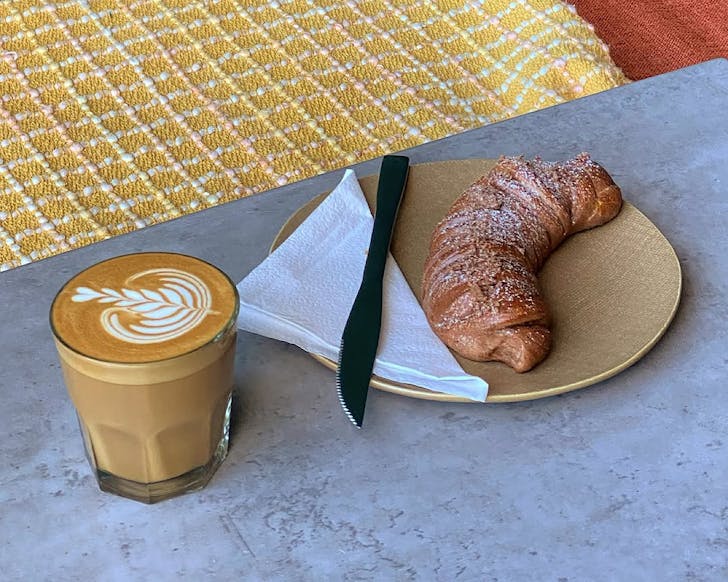 A coffee and pasty from Blackdrop Eatery.