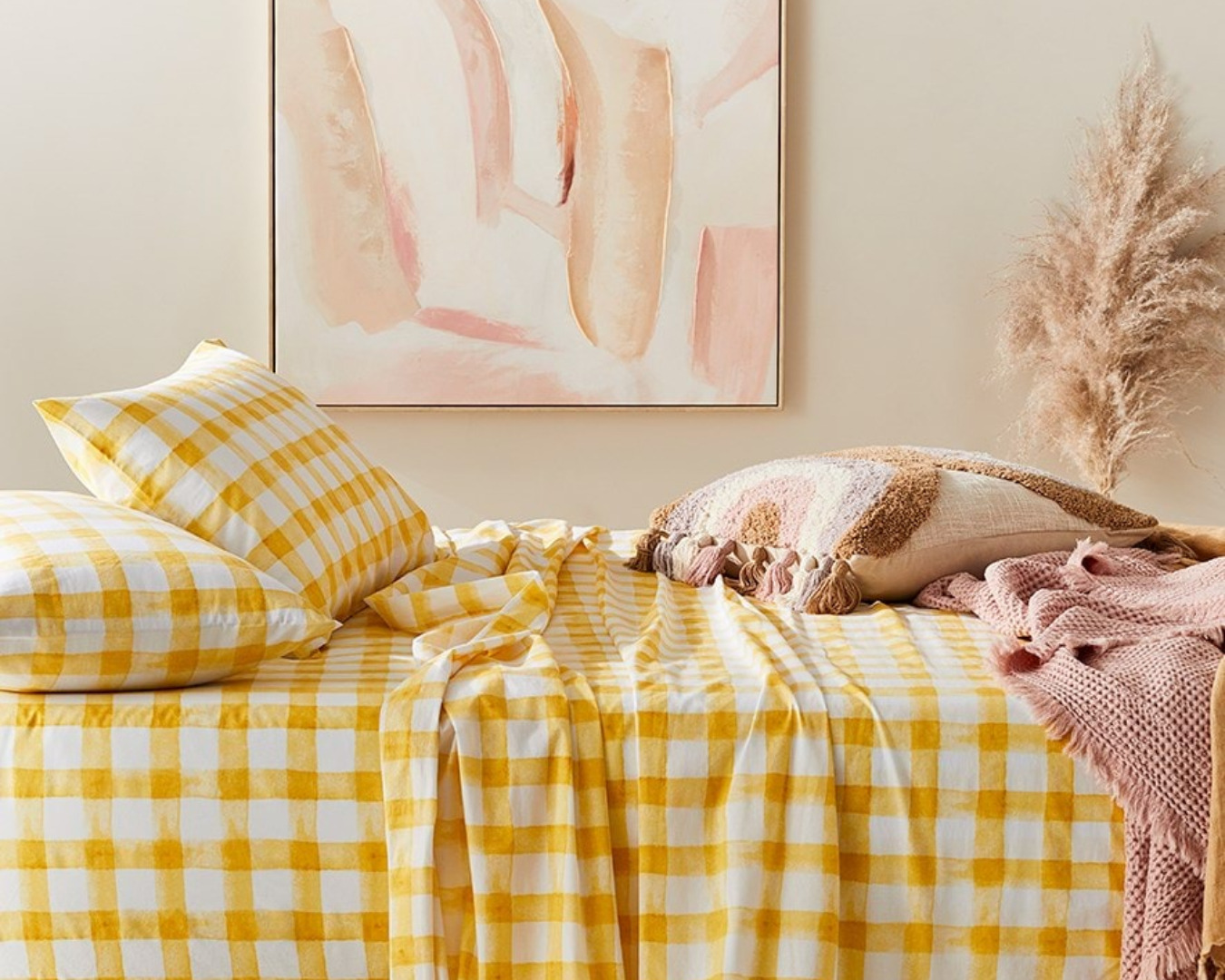 The flannelette sheet set from Adairs looks adorable in sunshine-yellow check