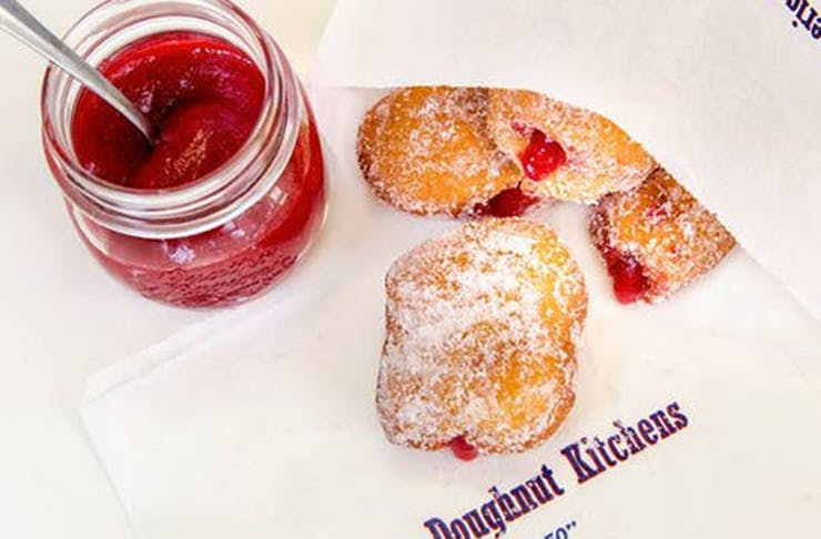 Fresh doughnuts and jam from American Doughnut Kitchen.