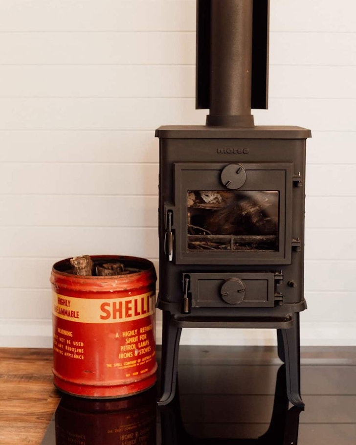 The vintage fireplace at Gully Station