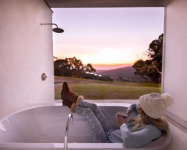 The outdoor bath at River Blue best Margaret River Airbnbs