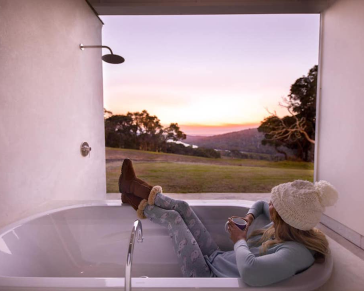 The outdoor bath at River Blue best Margaret River Airbnbs