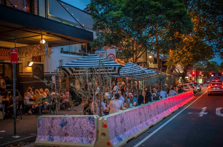 Al fresco dining outside the Dolphin Hotel in Surry Hills