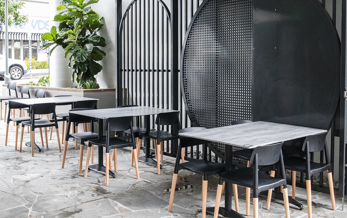 tables in a laneway