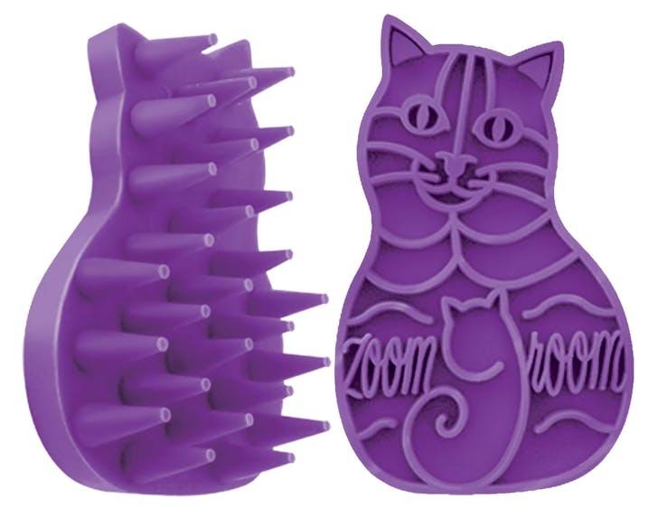 Kong Zoom Groom Flexible Rubber Purple Cat Groomer from Animates
