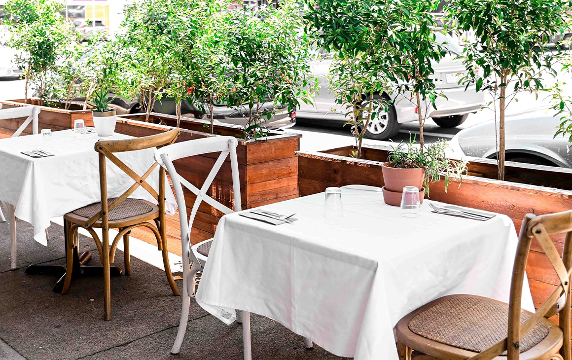 outdoor tables at ant and ola 