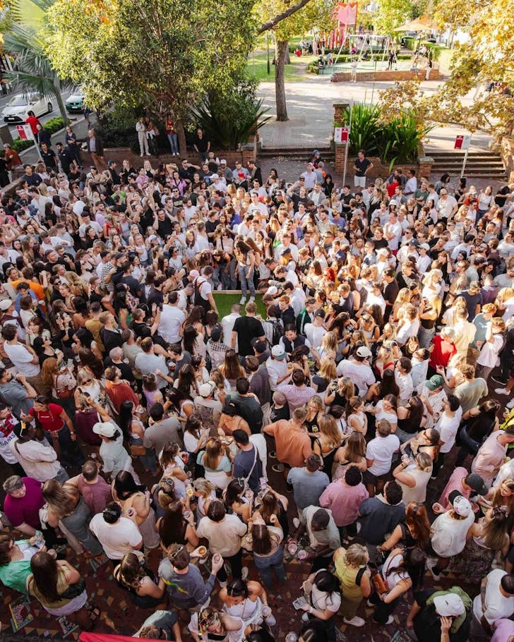 a massive two-up ring outside the clock in surry hills