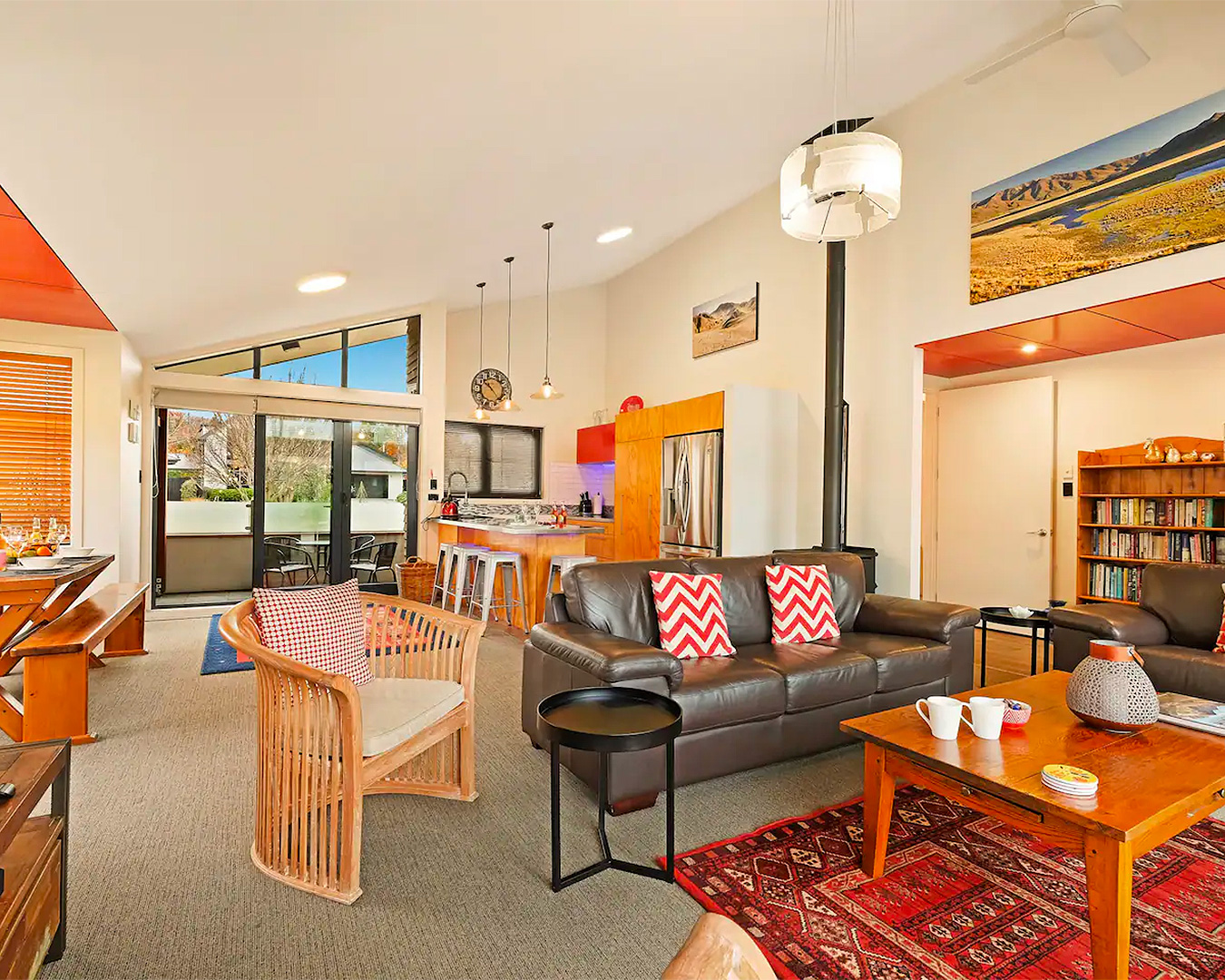 Delightful open plan living at the architecturally designed home in Hanmer Springs.