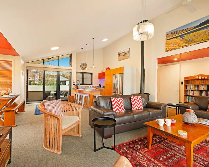 Delightful open plan living at the architecturally designed home in Hanmer Springs.
