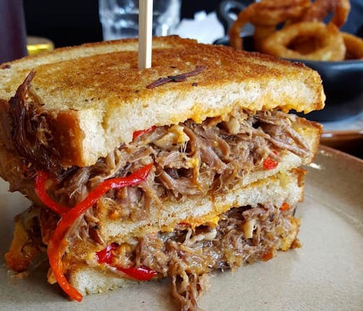 A meat-filled cheese toastie from Ardi's Block to Grill. 