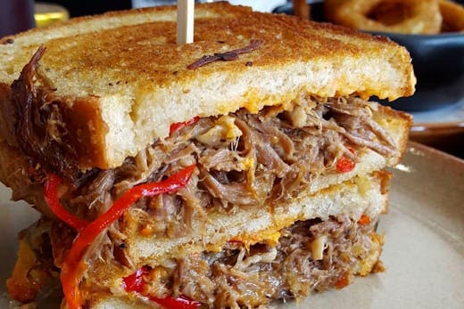 A meat-filled cheese toastie from Ardi's Block to Grill.