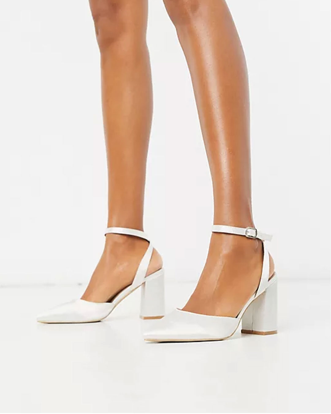 CAROLYNE BRIDE, White Satin Slingback Pumps