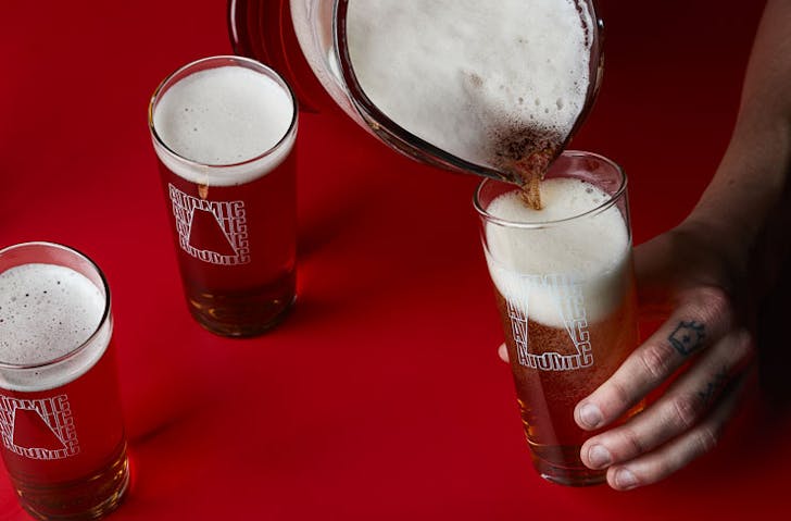 Beers being poured at Atomic Beer Project in Redfern, Sydney. 