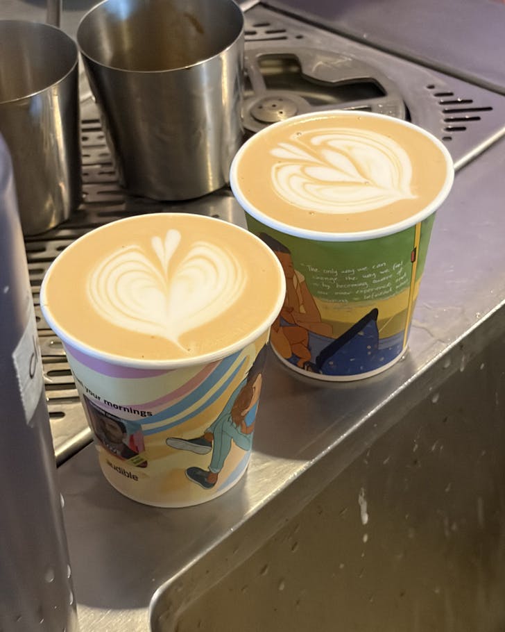 free coffees in artist-designed cups