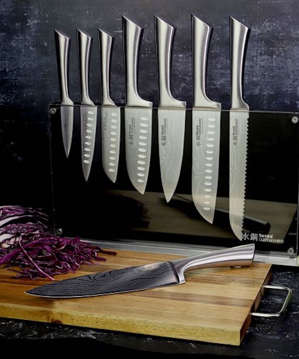 the ten piece Baccarat Damashiro Knife Block