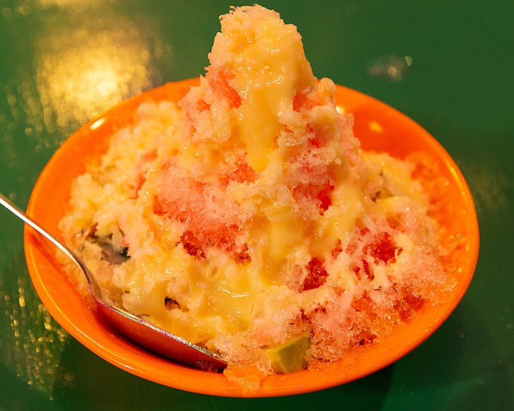 The Es Teler - shaved ice with condensed milk.