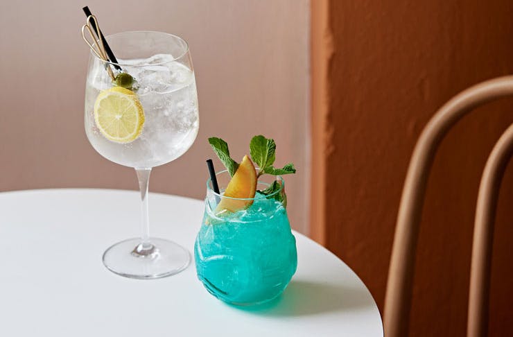 A gin cocktail and a Mai Tai cocktail from Bar Nina. 