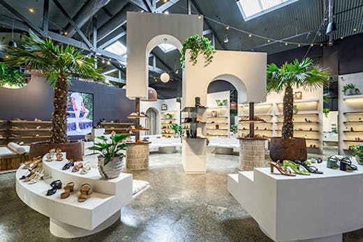 interior of a luxe footwear store