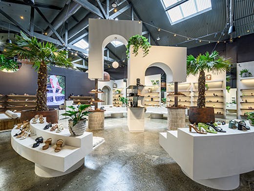 interior of a luxe footwear store