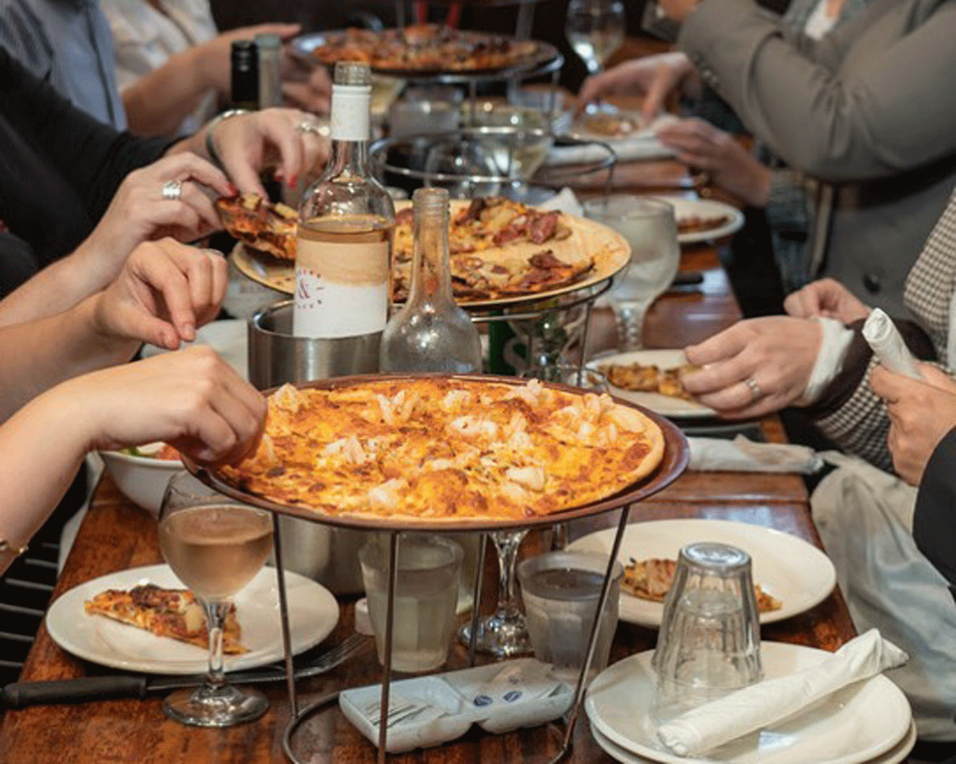 Pizzas on table