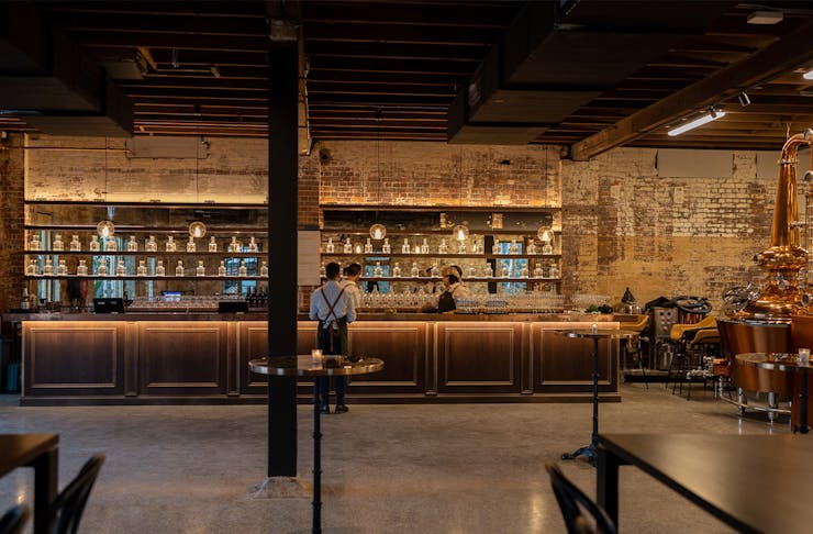 the bar inside the hertiage-listied bavay distillery