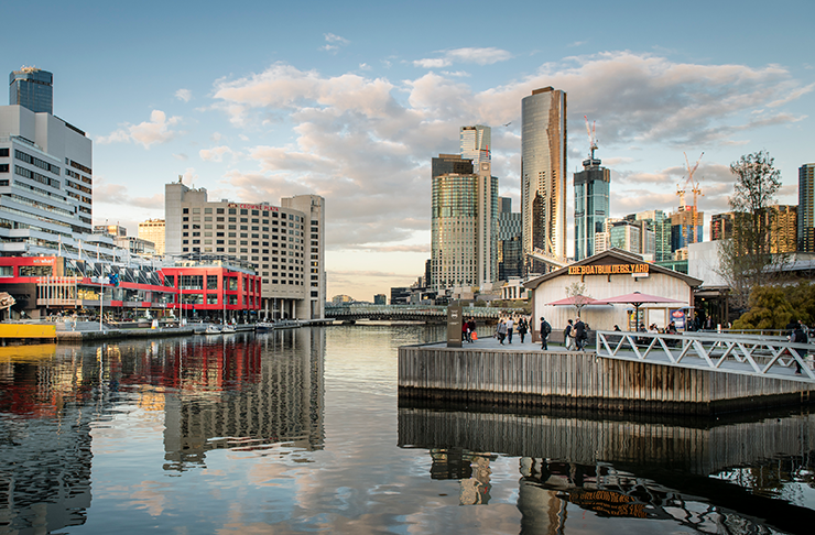 A bar drenched in sun along the Yarra River.
