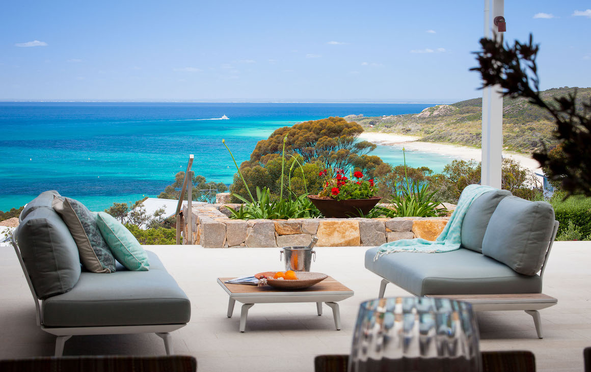 a stunning deck looking out over the ocean