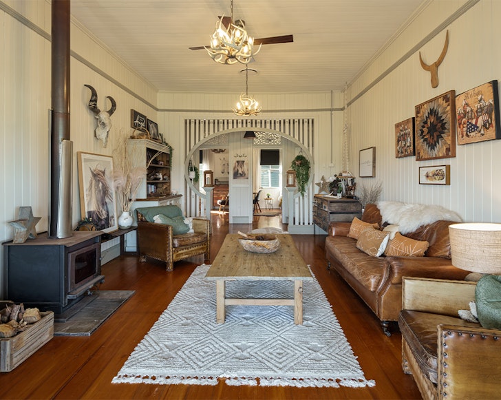 The country-style living space at Beam Creek Cottage Airbnb one of the best accommodation options near Maleny