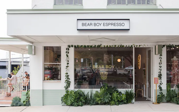 white front exterior of a cafe