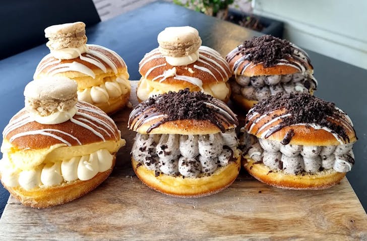 A row of Beaufort + Co loaded doughnuts.