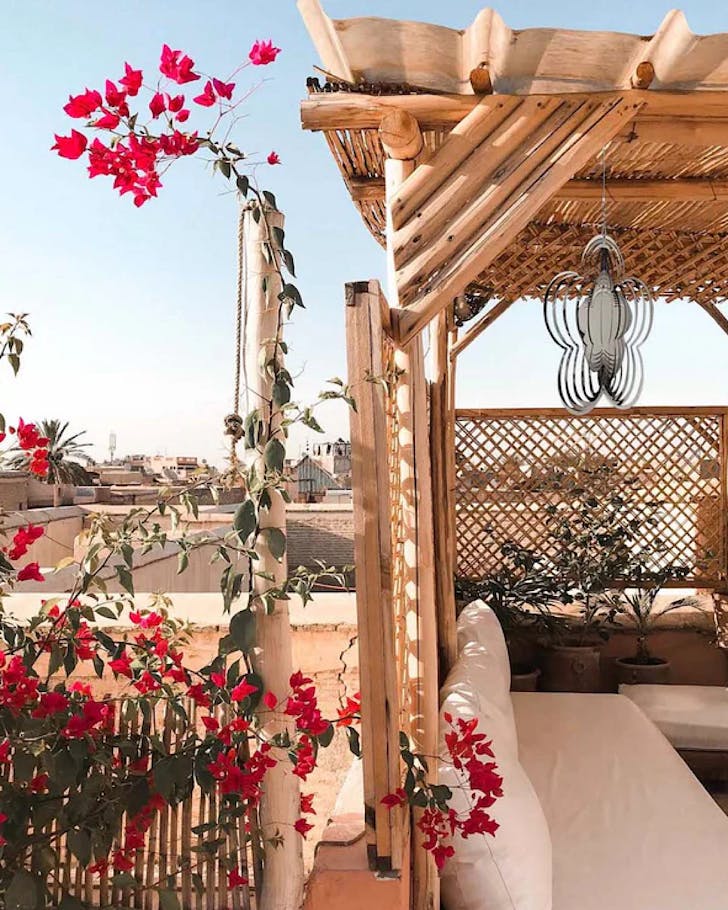 A gorgeous floral patio area.