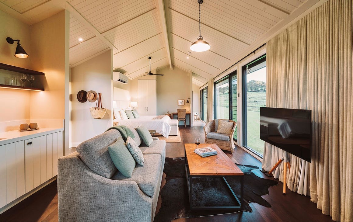 inside a Luxury Pavilion cabin at Beechmont Estate