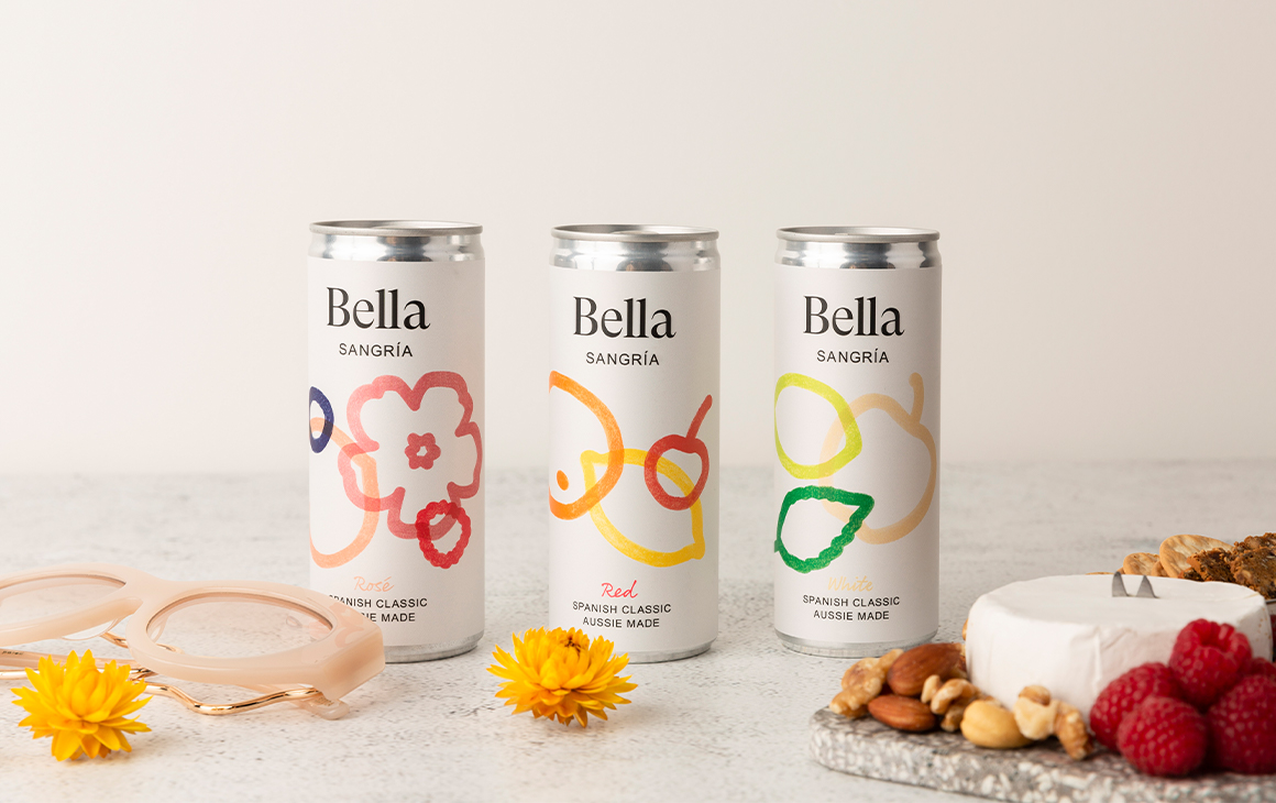 three cans of bella sangria in a row