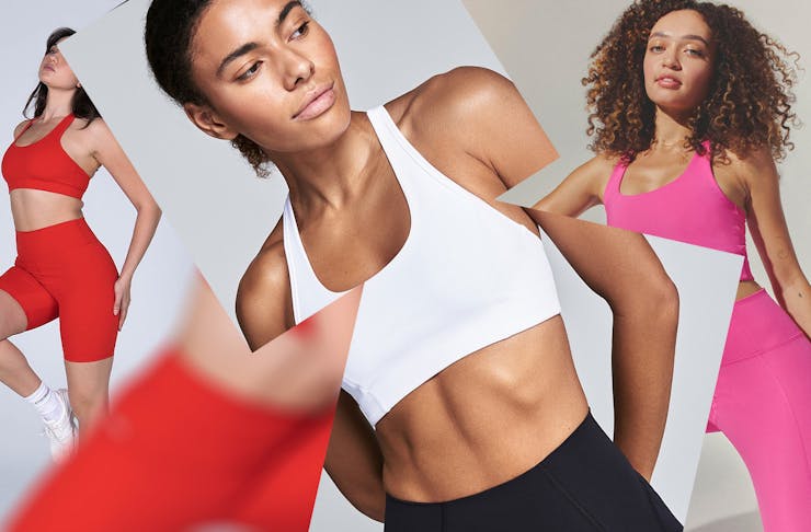A collage showing people in activewear. 