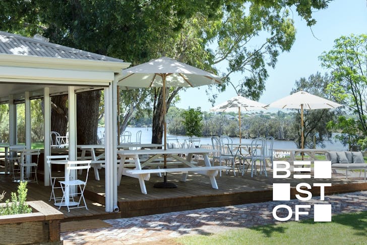 One of Perth's best breakfast spots, with outdoor tables overlooking the river