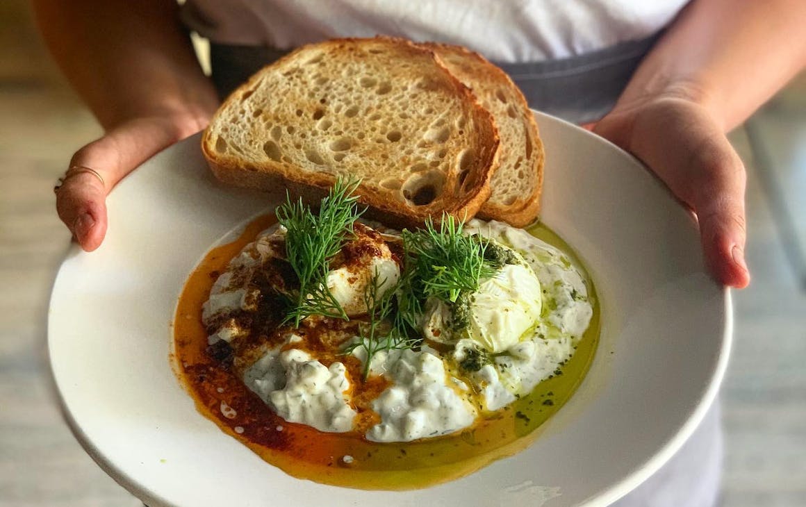 Turkish eggs at one of Perth's best breakfast spots in the CBD