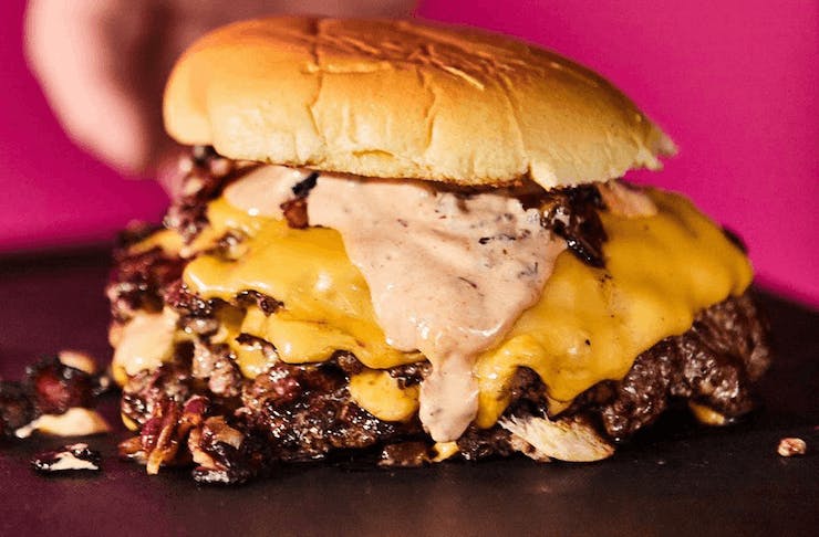 A dripping, greasy burger, considered one of the best burgers Melbourne has to offer.