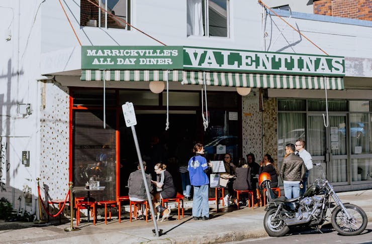 People gather outside Valentina's, one of the best cafes in Sydney