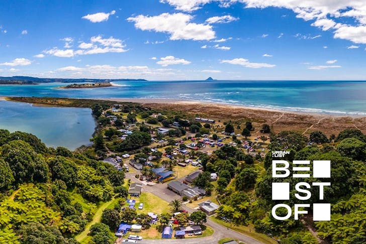 A stunning view over Ohiwa Beach Holiday park, one of the best camping grounds near Tauranga.