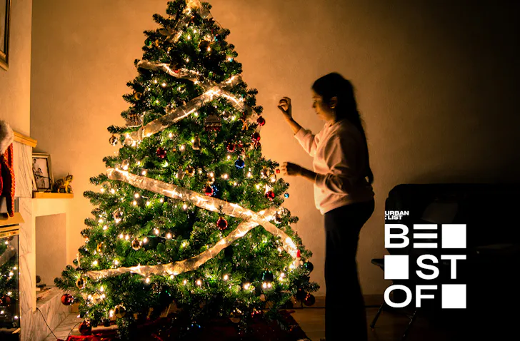 Someone decorates a lovely looking Christmas Tree