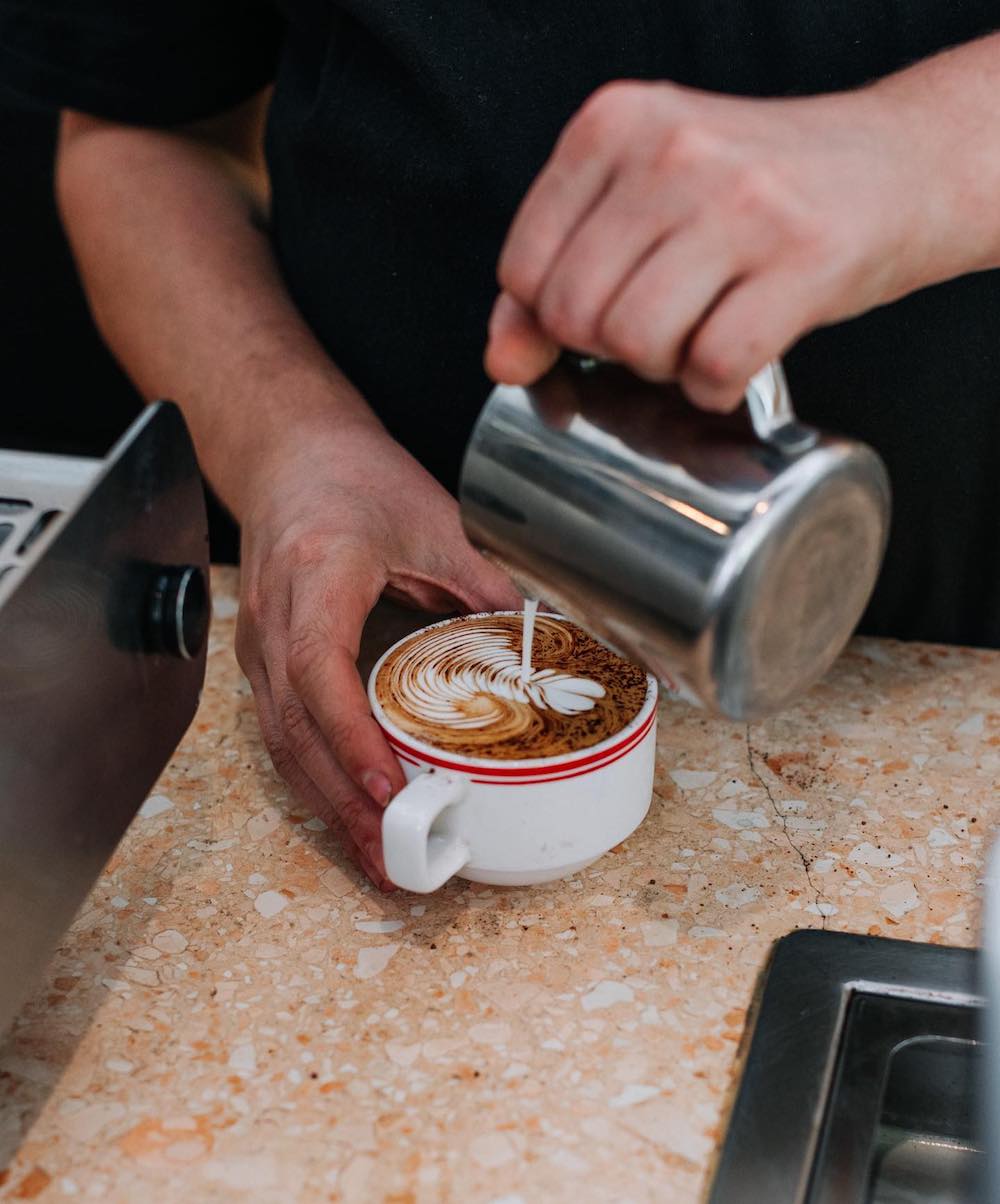 A coffee being poured