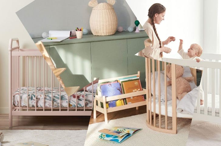 A collage of the best baby cots and cribs to shop in Australia