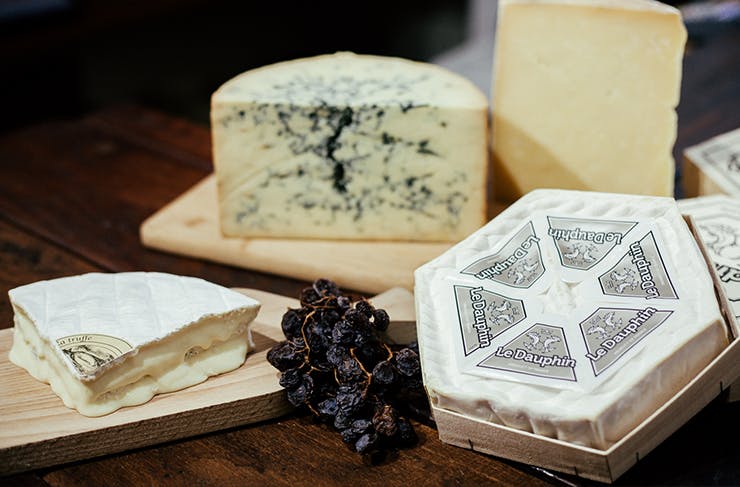 a selection of cheeses