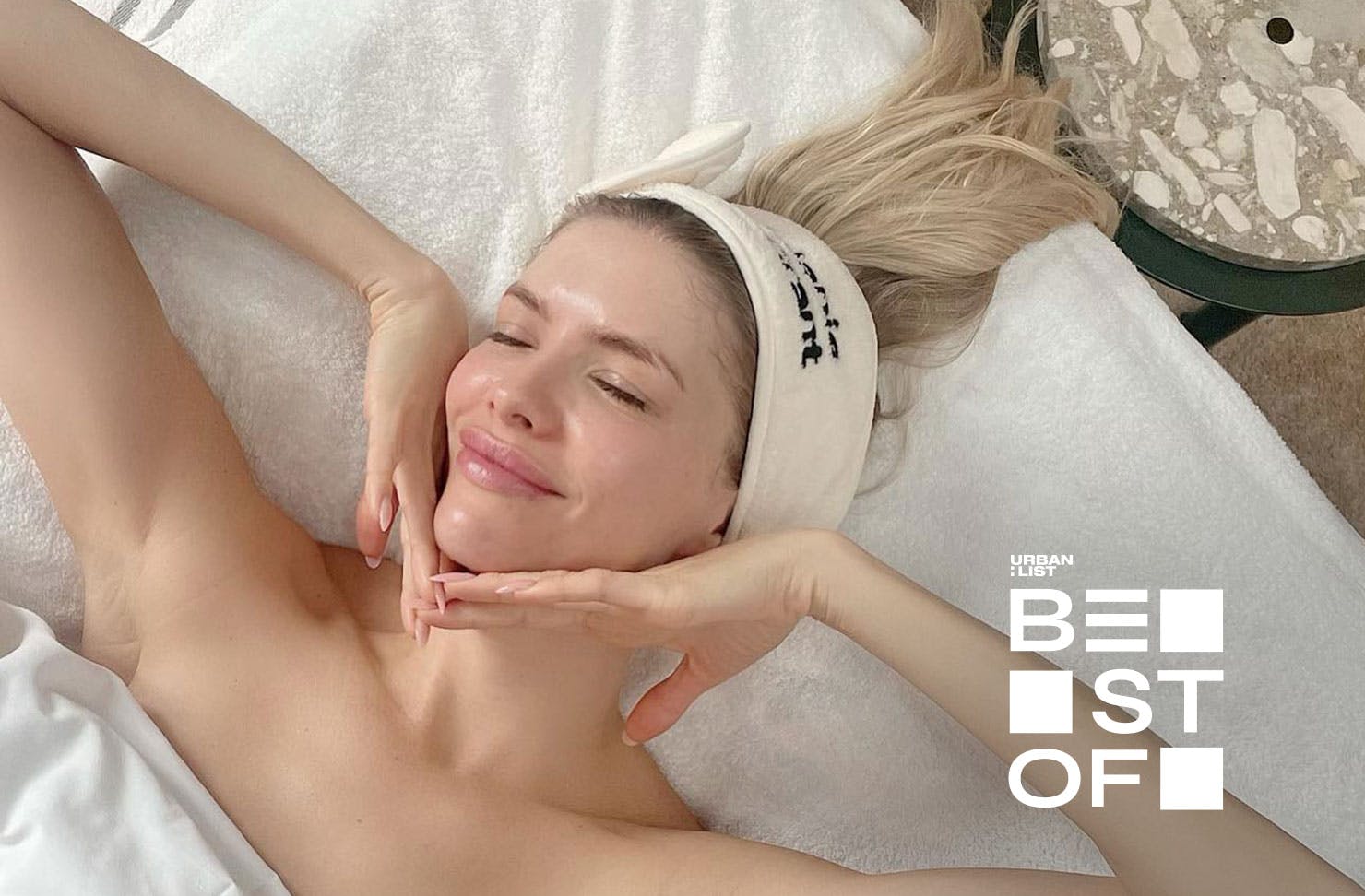 A person after a facial at Melanie Grant, one of the best facialists in Sydney  