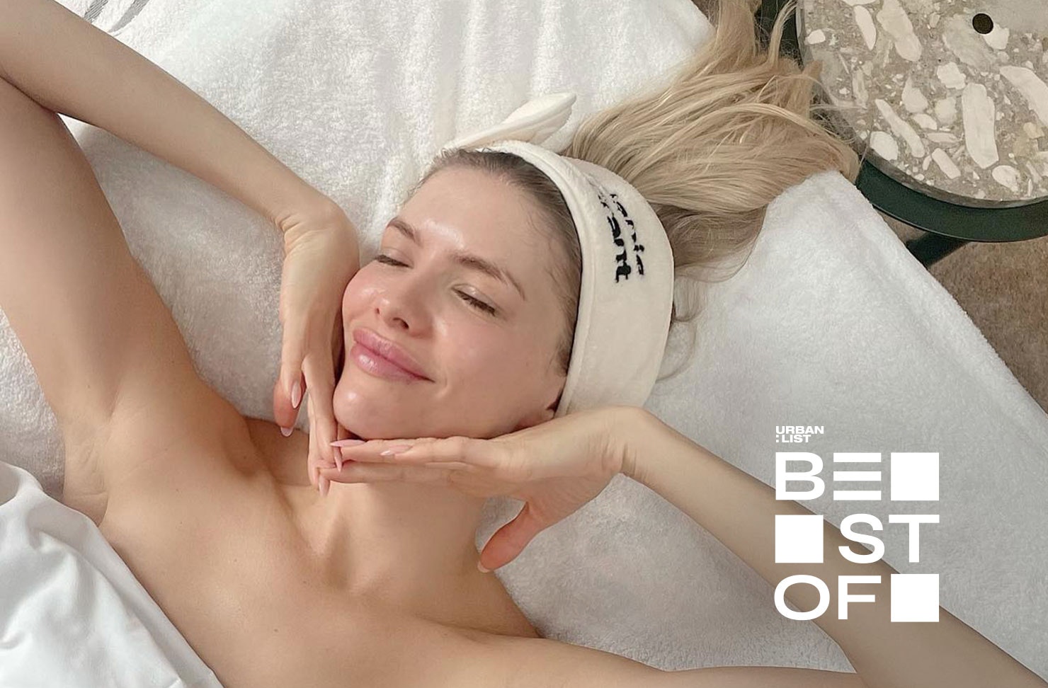 A person after a facial at Melanie Grant, one of the best facialists in Sydney  