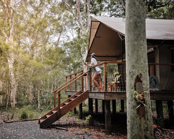 A glamping tent at Paperbark Camp, one of the Best Hotels In NSW